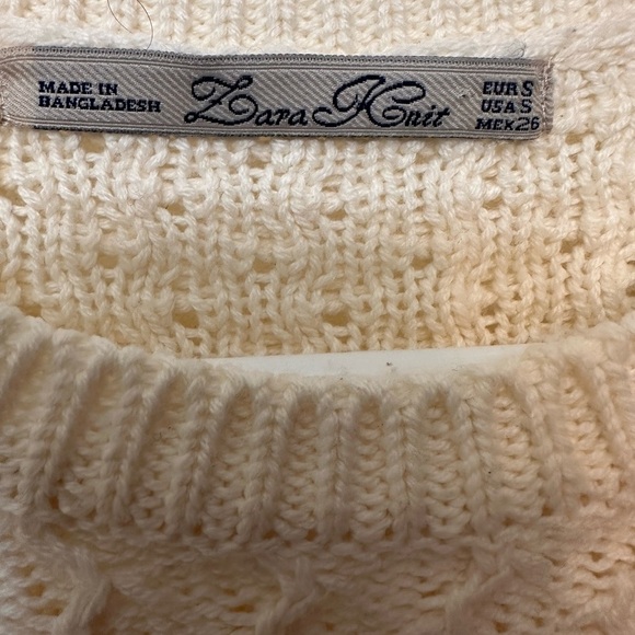 Zara Cream Cable Knit 3/4 Sleeve Sweater NWOT - Picture 5 of 6